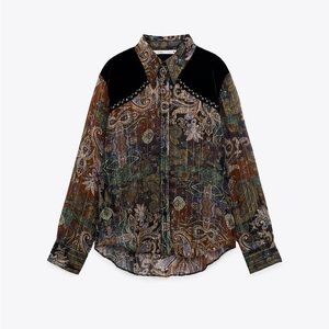 ZARA | button down stud blouse